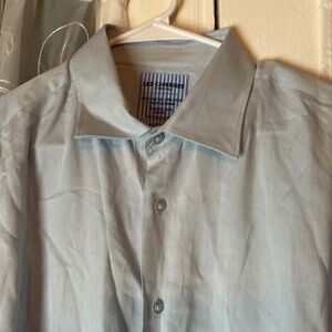 LES CANEDIERS St. Topez Divin Linen/Rayon Shirt blue For Men Size 3 XL